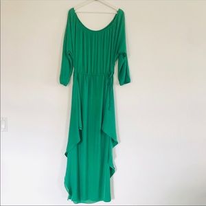 BCBGmaxazria off shoulder cari dress kelly green